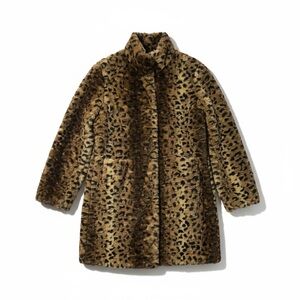 Y2K Via Spiga Reversible Faux Fur Coat Women's S Black Leopard